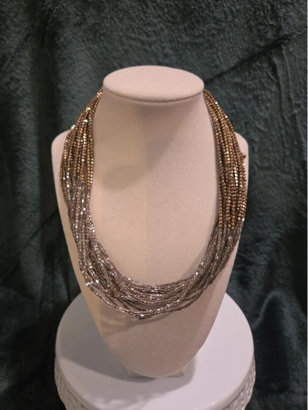 Multistrand gold beaded necklace